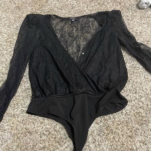 Laced black body suit